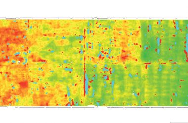 Analyse de planéité dalle béton Carte colorimétrique d’analyse de la planéité d’une dalle en vue de contrôle qualité.